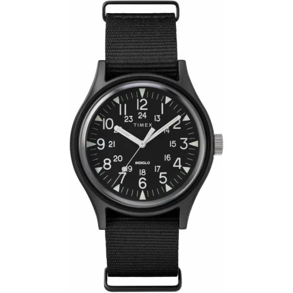 Timex Mens MK1 Aluminum 40mm Watch  Black with Fabric SlipThru Strap