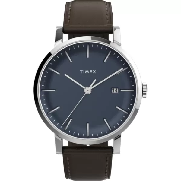 Timex Mens Midtown 38mm WatchBrownBlueStainless Steel