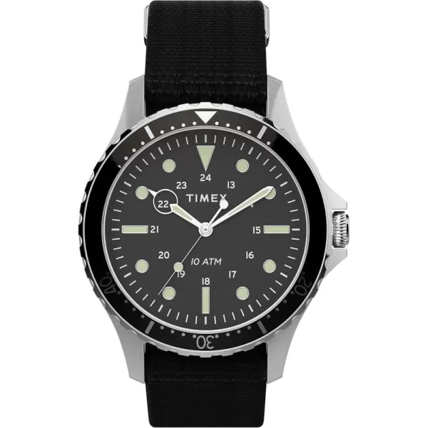 Timex Mens Navi XL 41mm Analog Quartz Stainless Steel 20 Casual WatchBlackSilver