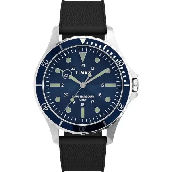 Timex Mens Navi XL 41mm Analog Quartz Stainless Steel 20 Casual WatchBlackSilverBlue