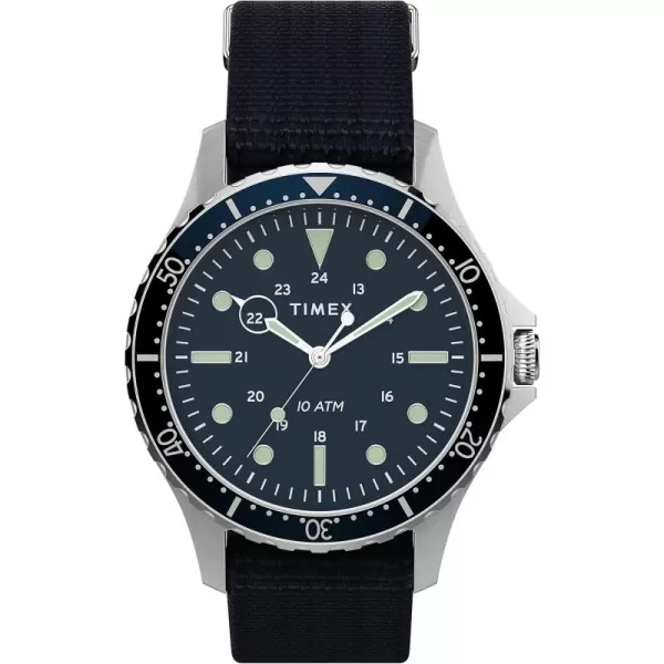 Timex Mens Navi XL 41mm Analog Quartz Stainless Steel 20 Casual WatchBlueSilver
