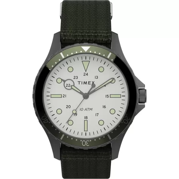 Timex Mens Navi XL 41mm Analog Quartz Stainless Steel 20 Casual WatchOliveSilverWhite