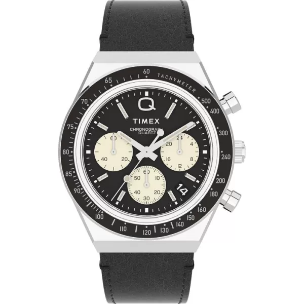 Timex Mens Q Chronograph 40mm WatchBlackBlackStainless Steel