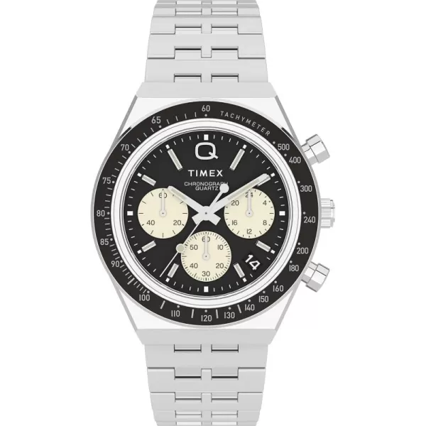 Timex Mens Q Chronograph 40mm WatchStainless SteelBlackStainless Steel