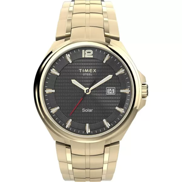 Timex Mens Solar Premium Dress 44mm WatchGoldToneBlack