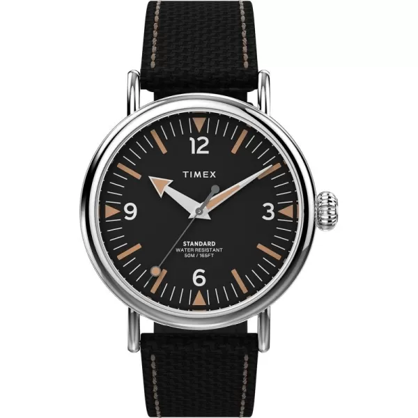 Timex Mens Standard 40mm WatchBlackBlackSilverTone