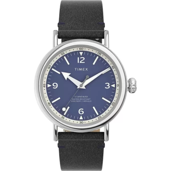 Timex Mens Standard 40mm WatchBlackBlueSilverTone