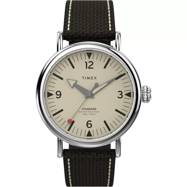 Timex Mens Standard 40mm WatchBrownCreamSilverToneTan