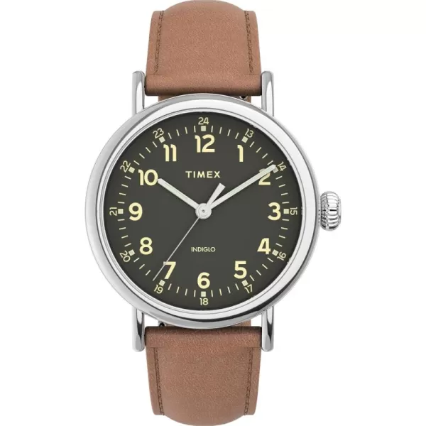 Timex Mens Standard 40mm WatchBrownGreenSilverTone