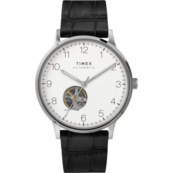 Timex Mens Waterbury Automatic 40mm WatchBlackSilverTone