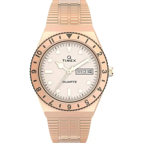 Timex Q Womens 36mm WatchRose GoldToneCream
