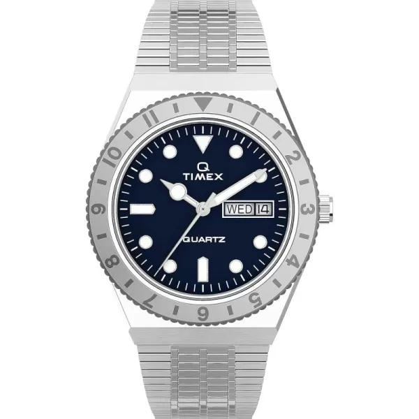 Timex Q Womens 36mm WatchSilverToneBlue