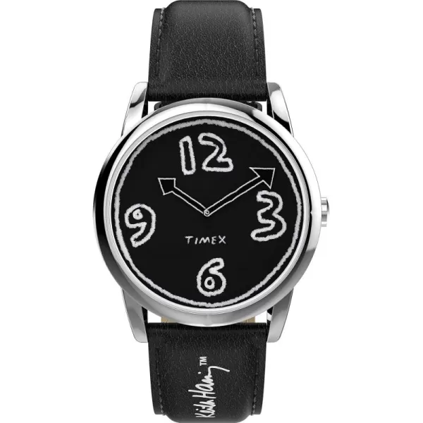 Timex Unisex Keith Haring Easy Reader 40mm WatchBlackBlackSilverTone