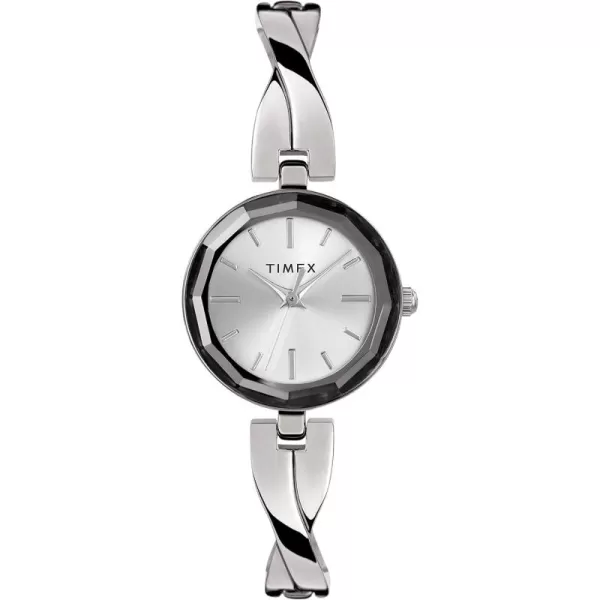 Timex Womens Dress Faceted Crystal 26mm WatchSilverTone