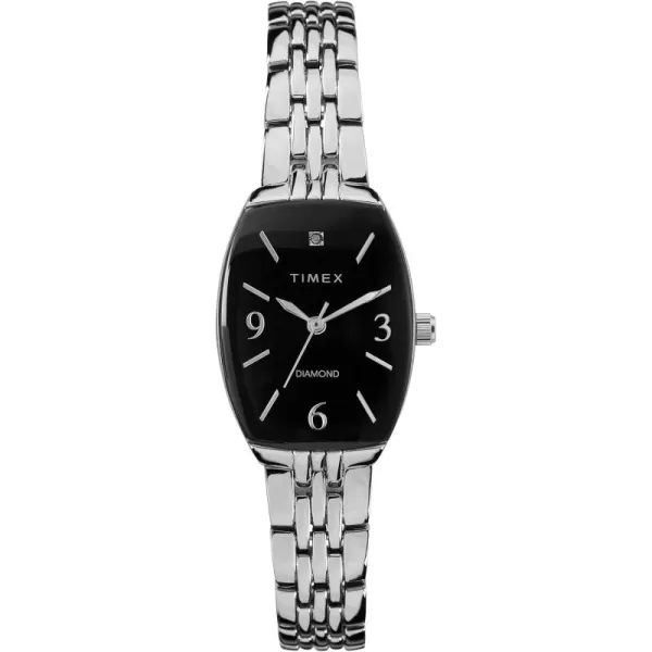 Timex Womens Dress Tonneau 21mm WatchSilverToneBlack
