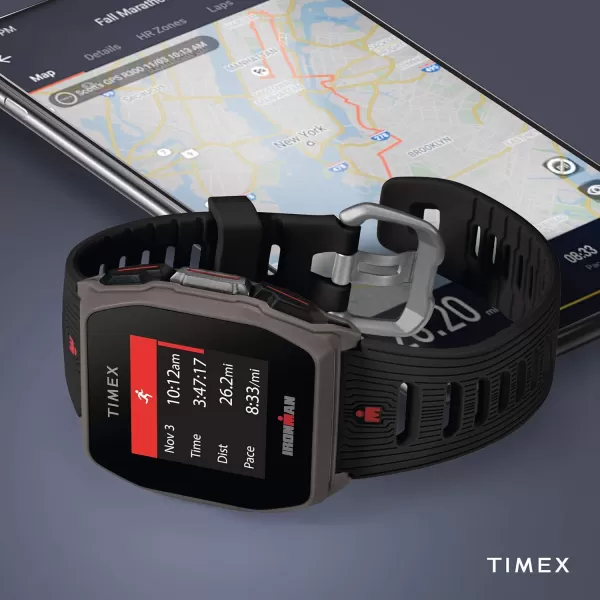 TIMEX IRONMAN R300 GPS Smartwatch with Heart Rate 41mm  Dark Gray with Black Silicone Strap