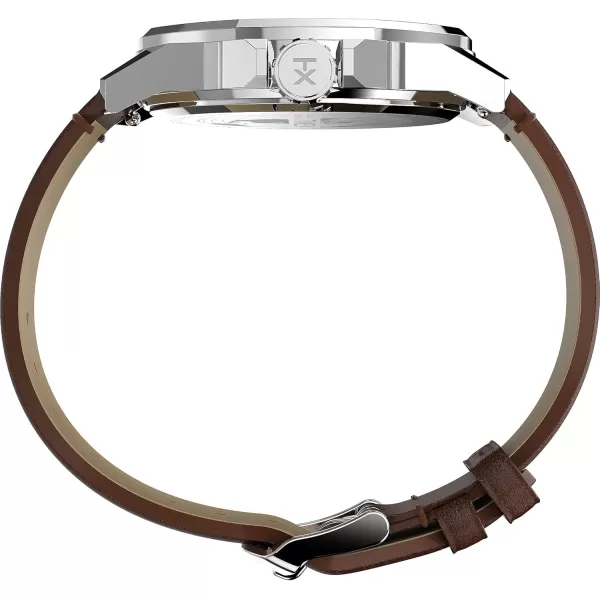 Timex Mens Essex 44mm WatchBrownGreenSilverTone