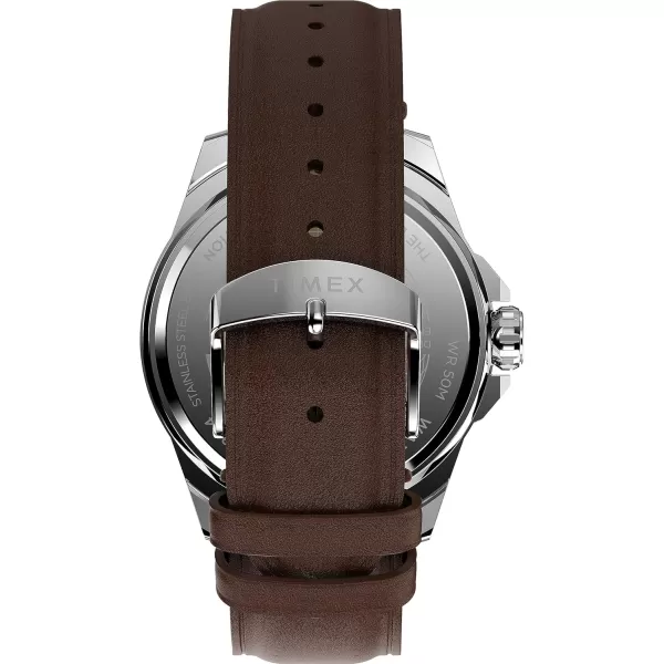 Timex Mens Essex 44mm WatchBrownGreenSilverTone