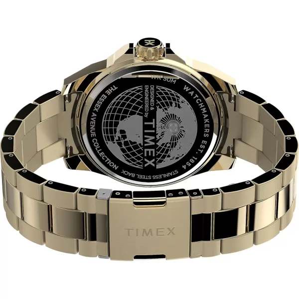 Timex Mens Essex 44mm WatchGoldToneBlueGoldTone