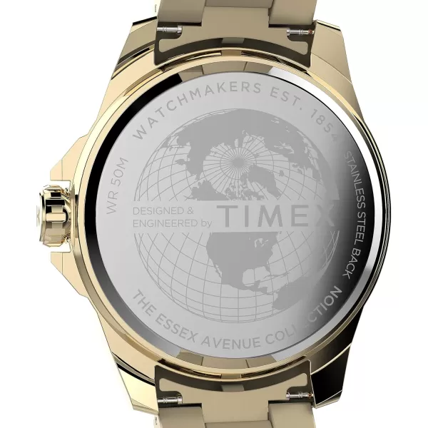 Timex Mens Essex 44mm WatchGoldToneBlueGoldTone