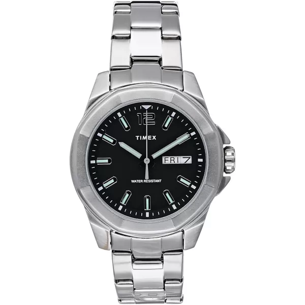Timex Mens Essex 44mm WatchStainless SteelBlackSilverTone