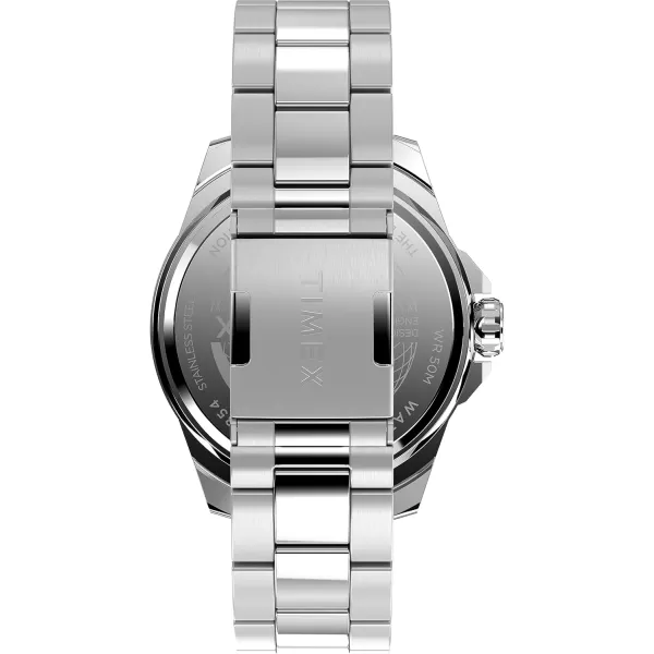 Timex Mens Essex 44mm WatchStainless SteelGreenSilverTone
