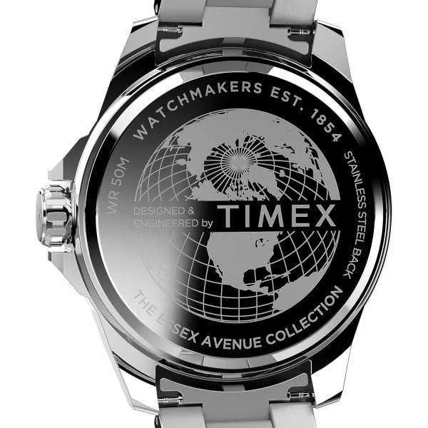 Timex Mens Essex 44mm WatchStainless SteelGreenSilverTone