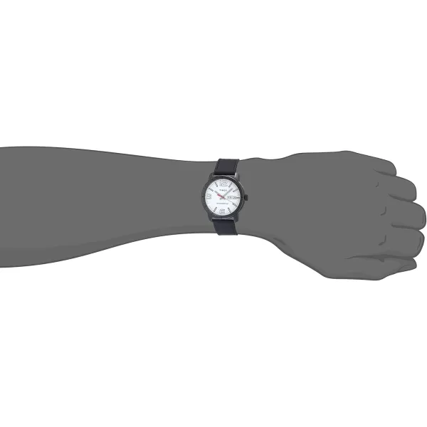 Timex Mens Mod 44 Leather Strap WatchBlackAntique Silver