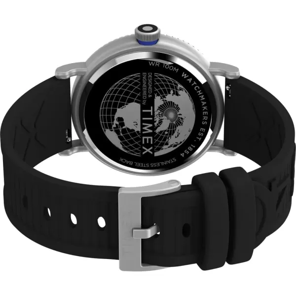 Timex Mens Standard Diver 43mm WatchBlackBlackSilverTone