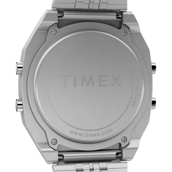 Timex Unisex T80 Steel 36mm WatchSilverToneDigital