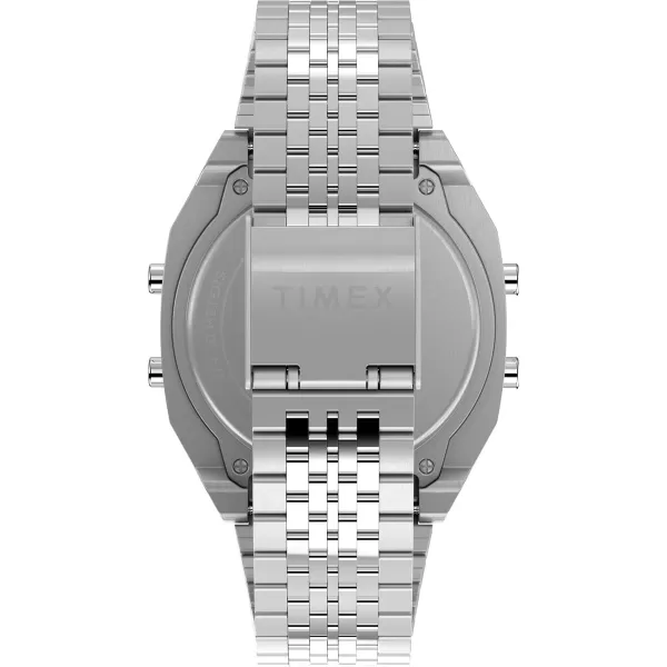 Timex Unisex T80 Steel 36mm WatchSilverToneDigital