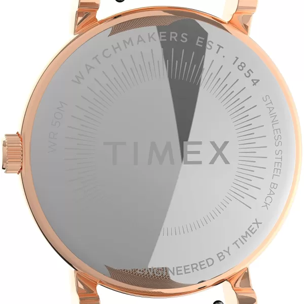 Timex Womens Crystal Opulence WatchRose GoldToneWhite Mesh