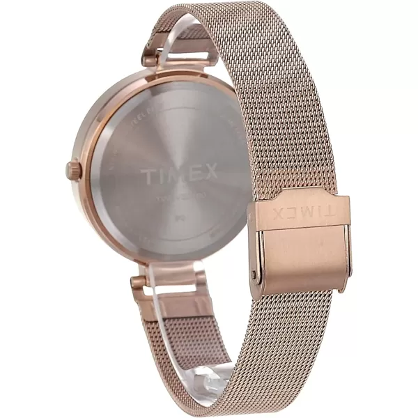 Timex Womens Dress Floral 35mm WatchRose GoldTonePink