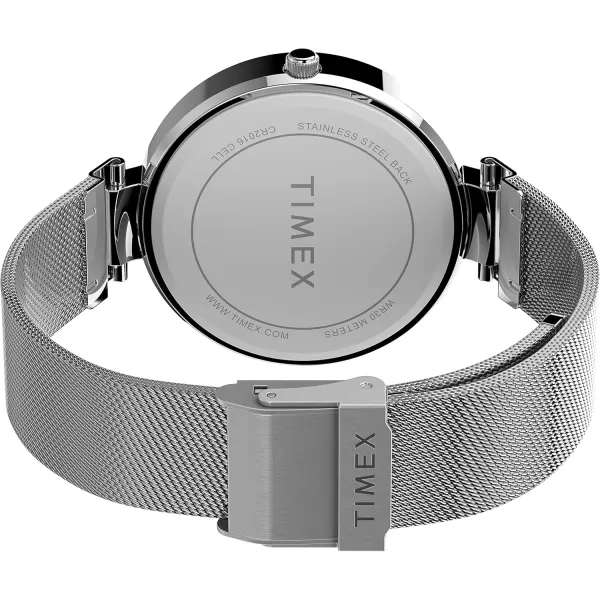 Timex Womens Dress Floral 35mm WatchSilverTonePurple