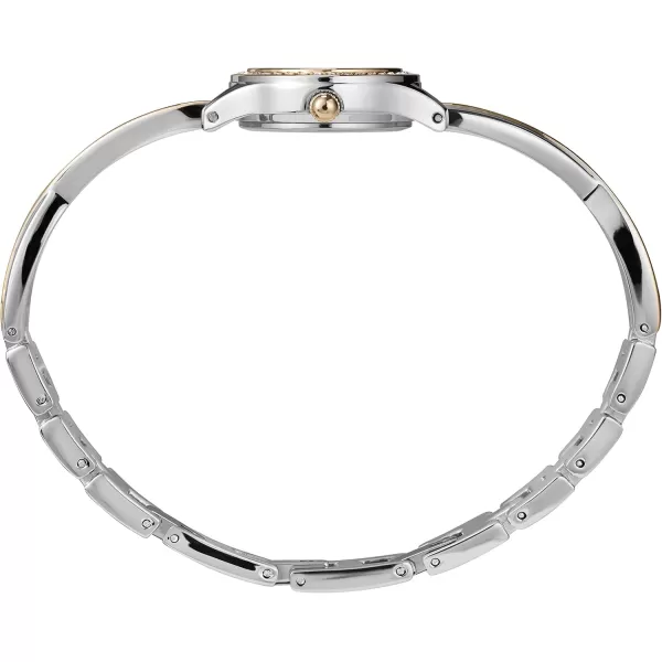 Timex Womens Swarovski Crystal 23mm Watch ampamp Bracelet Gift SetSilverToneGoldTone