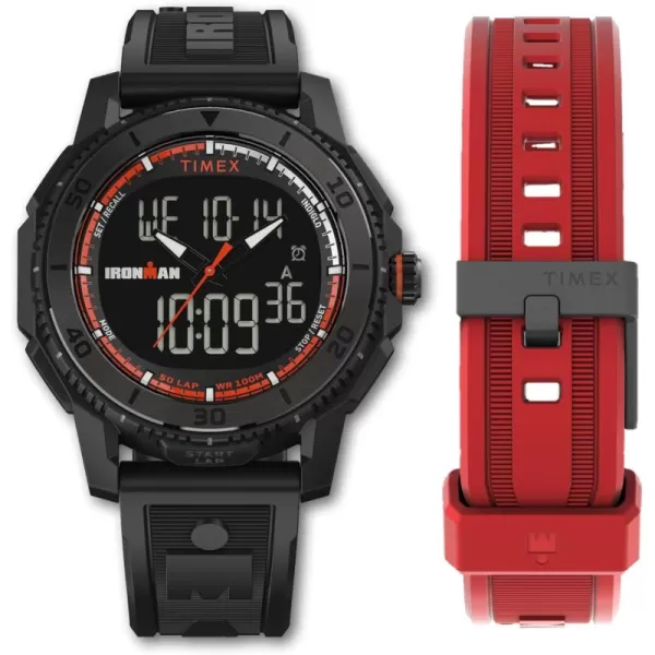 Timex Mens Adrenaline 46mm WatchBlackRedDigitalBlack