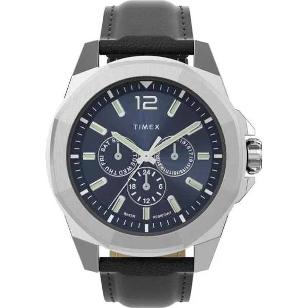 Timex Mens Essex 44mm WatchBlackBlueSilverTone