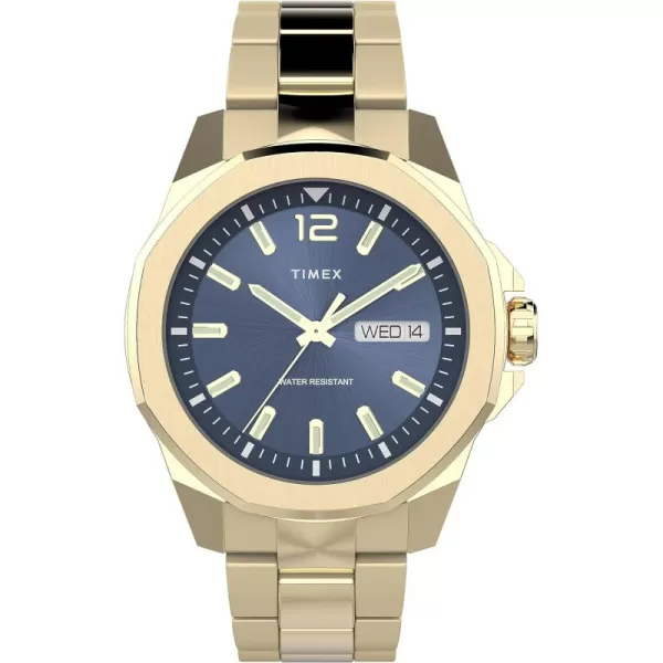 Timex Mens Essex 44mm WatchGoldToneBlueGoldTone
