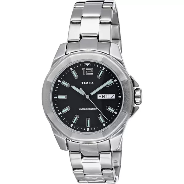 Timex Mens Essex 44mm WatchStainless SteelBlackSilverTone