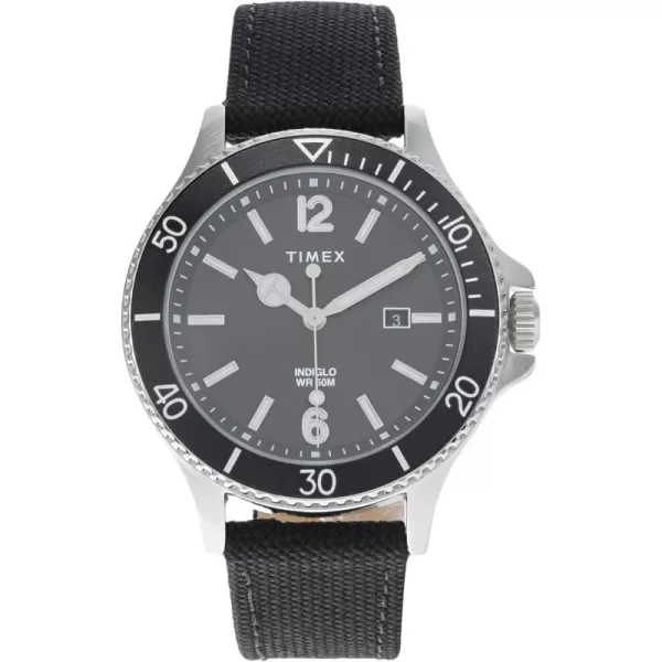 Timex Mens Harborside 42mm WatchBlackSilverTone