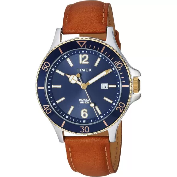 Timex Mens Harborside 42mm WatchTanBlue
