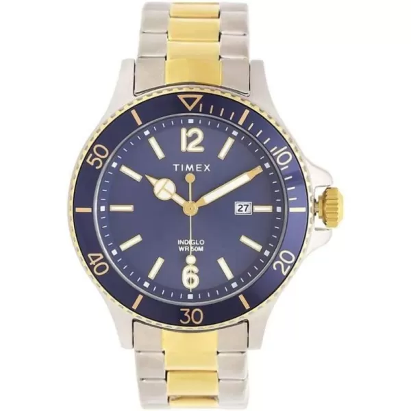 Timex Mens Harborside 42mm WatchTwoToneBlue