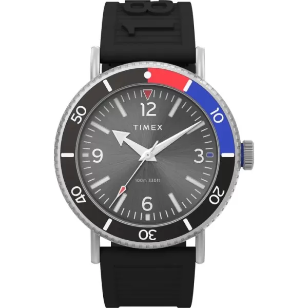 Timex Mens Standard Diver 43mm WatchBlackBlackSilverTone