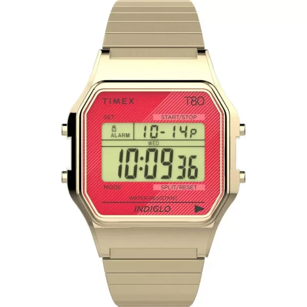 Timex T80 34mm WatchGoldToneCoral Perfect Fit
