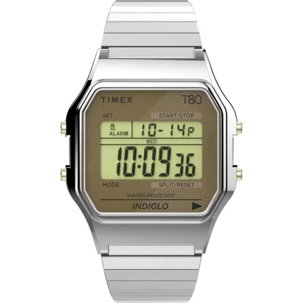 Timex T80 34mm WatchSilverToneGoldTone Perfect Fit