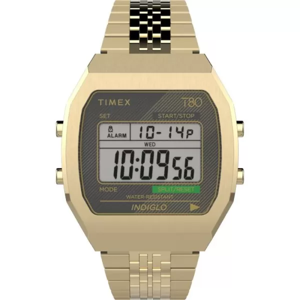 Timex Unisex T80 Steel 36mm WatchGoldToneDigital