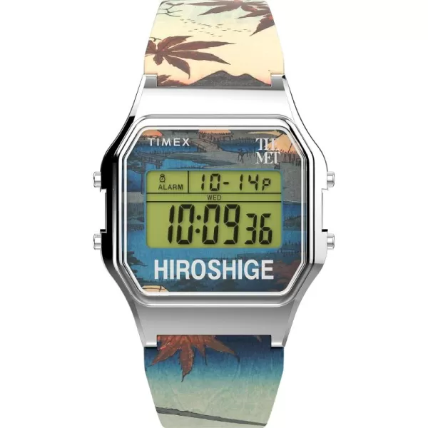 Timex Unisex The MET Hiroshige 34mm WatchMultiColorDigitalSilverTone