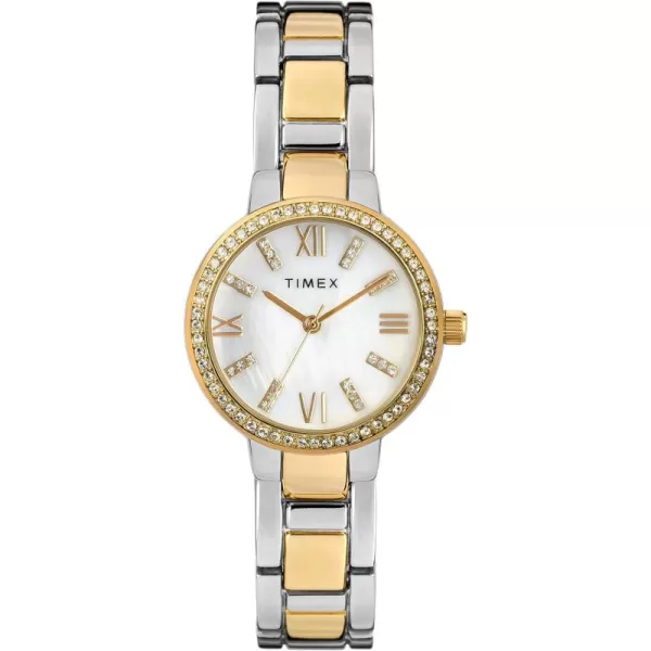 Timex Womens Dress Analog 30mm Bracelet Watch with Swarovski CrystalsTwoToneMOP