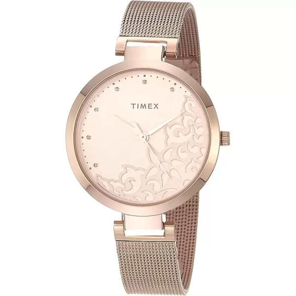Timex Womens Dress Floral 35mm WatchRose GoldTonePink