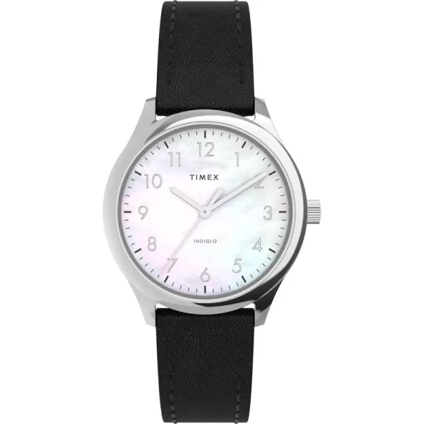 Timex Womens Easy Reader WatchBlackSilverToneMother of Pearl32mm